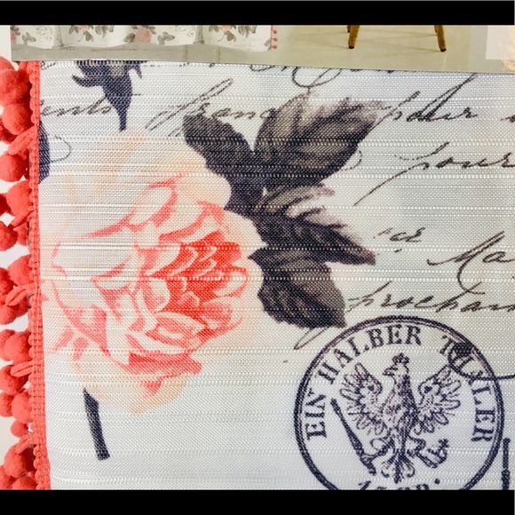 Paris Flower Fabric Shower Curtain Pink Gray - Picture 2 of 8